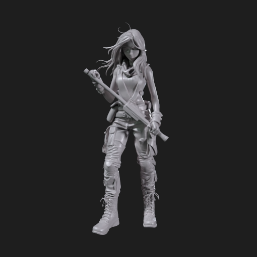 Generate A 3D Print Of A Post-Apocalyptic Female Figurine.