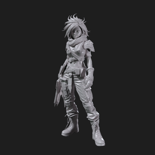 Generate A 3D Print Of A Post-Apocalyptic Female Figurine.
